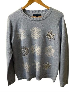 Karen Scott Snowflake Embellished Christmas Sweater Size Large